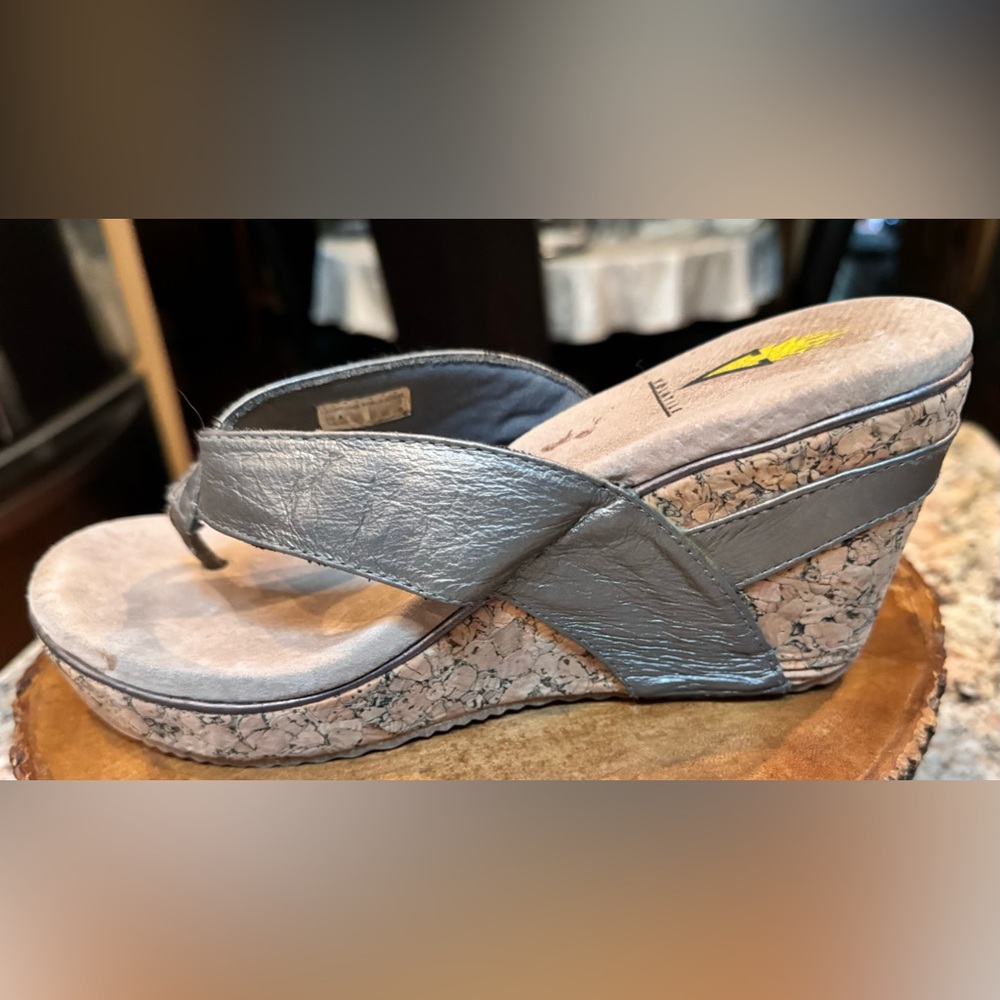 Volatile Pewter Cork Wedges